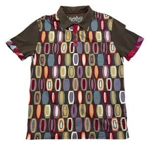 Desigual Polo Shirt Geometric Oval Pattern Short Sleeve Mod